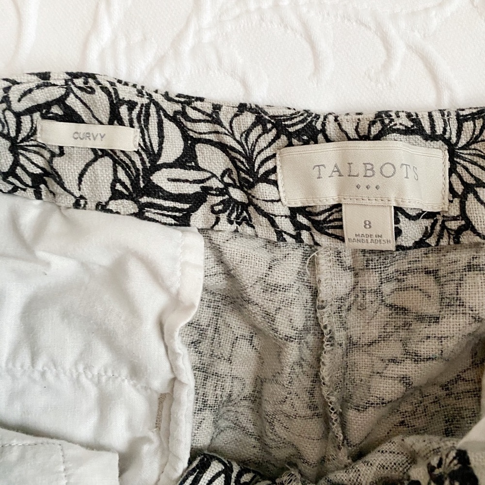 Talbot’s Curvy Floral Linen Capri Pants Size 8 - Picture 5 of 7